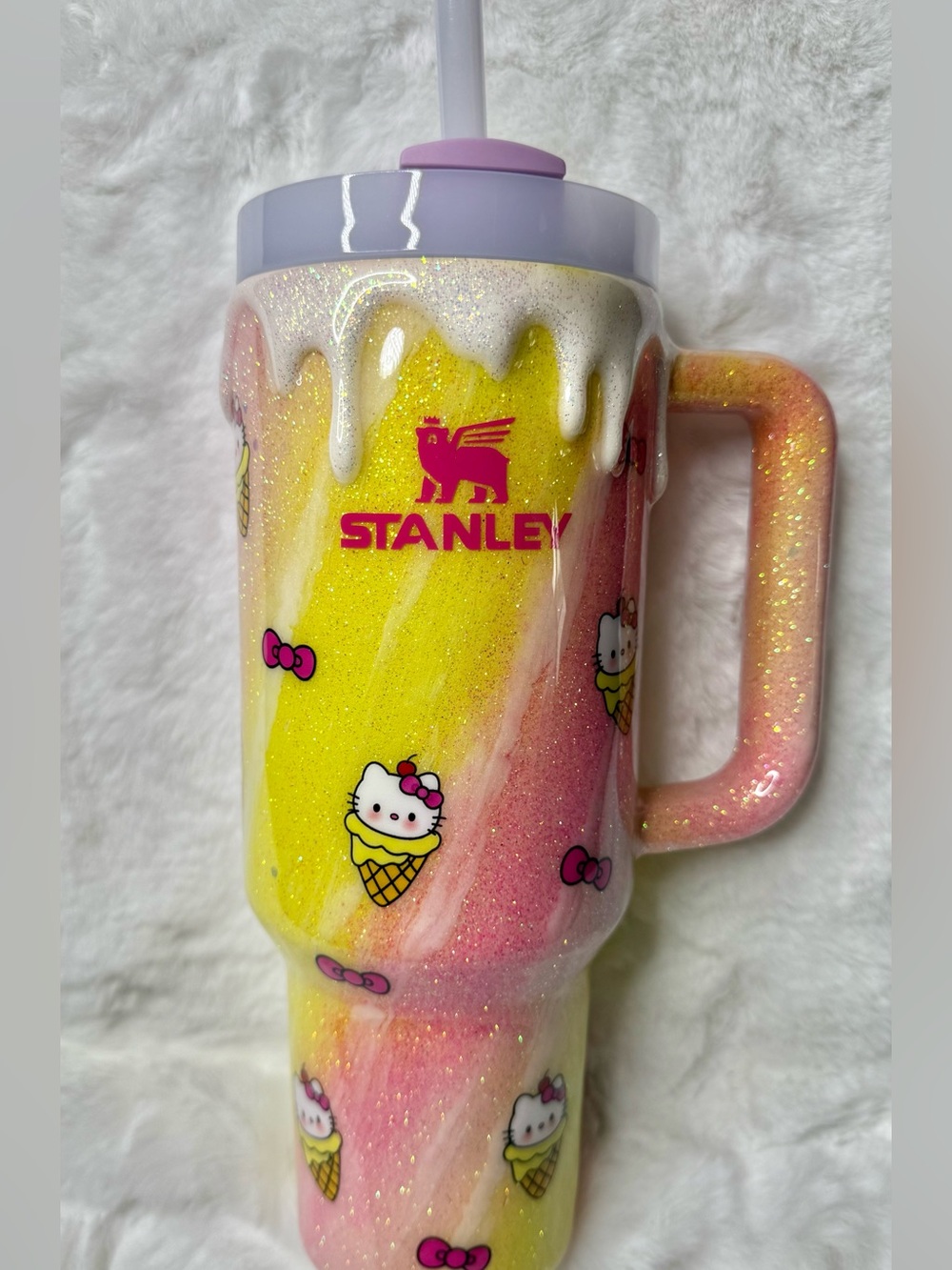 Custom Hello Kitty Ice Cream Drip 40 oz Stanley Quencher